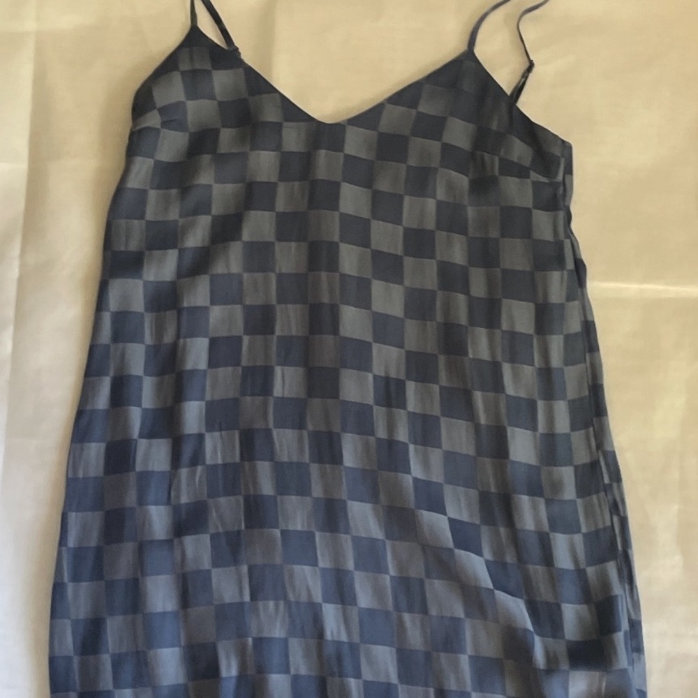 Blue Blush Checkered Blue Chemise and Oversized Shirt Set Size Small